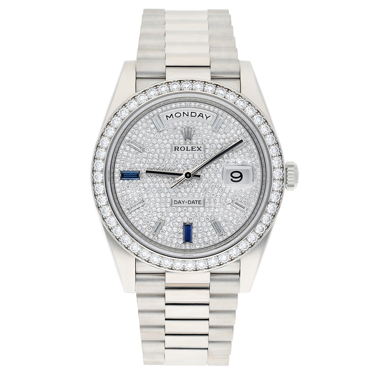 Rolex Day-Date 228349RBR-0036 40mm Diamond Paved Dial President Bracelet 18 kt white gold Watch