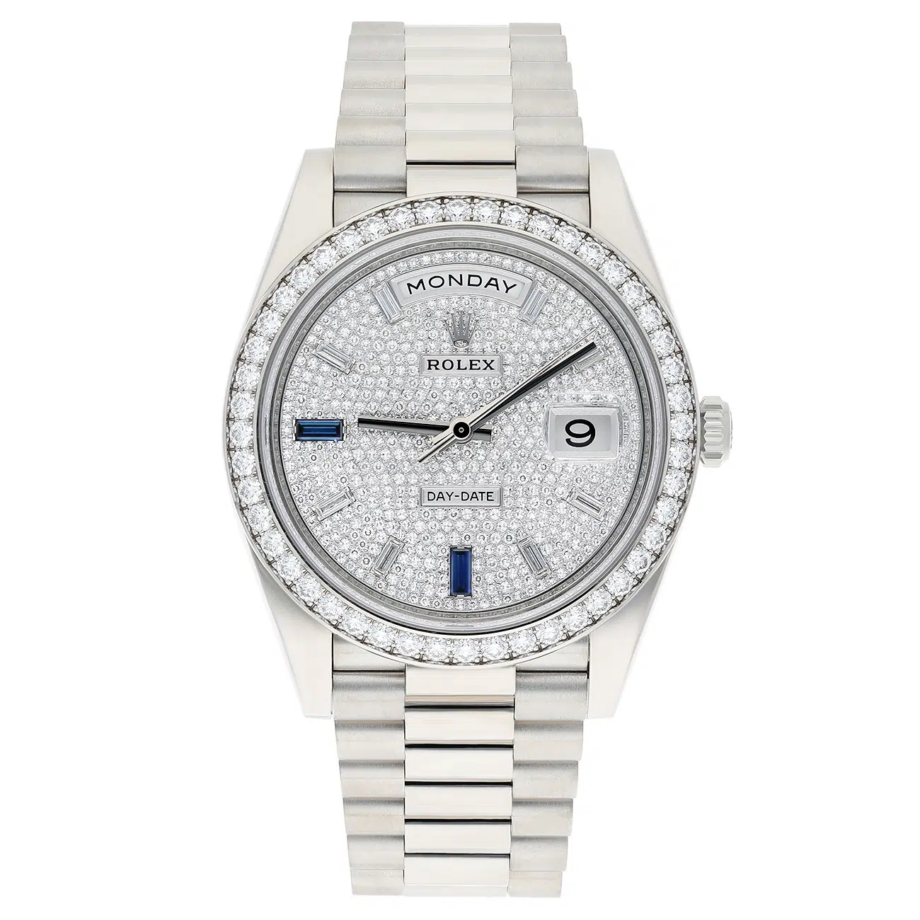 Rolex Day-Date 228349RBR-0036 40mm Diamond Paved Dial President Bracelet 18 kt white gold Watch