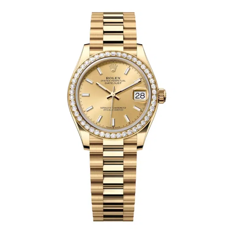 Rolex Datejust 31 278288RBR-0022 Diamond Bezel Champagne Index Dial Yellow Gold Watch 2024