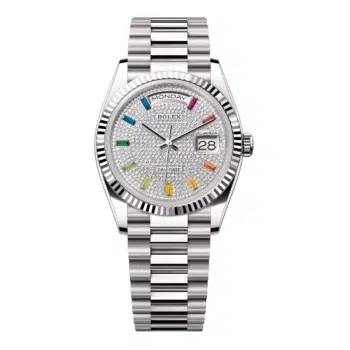 Rolex Day-Date 36mm 128239-0019 White Gold Diamonds Dial Watch