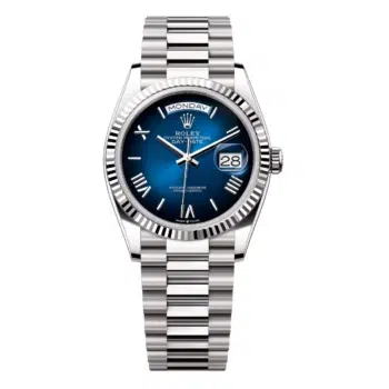 Rolex Day-Date President 128239-0063 White Gold Watch Blue Ombre Dial