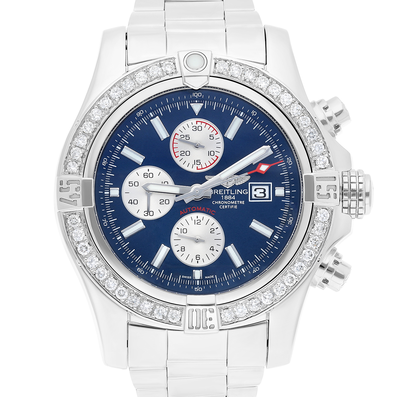 Breitling Breitling Super Avenger II A13371111C1A1 Blue Dial Diamond Bezel Stainless Steel Watch