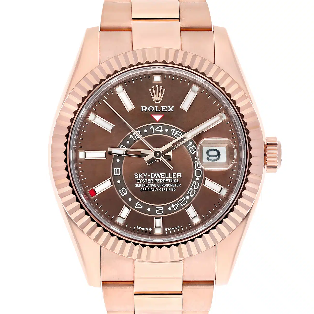 Rolex Sky-Dweller 336935-0006 Fluted Bezel Chocolate Index Dial Jubilee Bracelet Rose Gold Watch 2024 – image 2