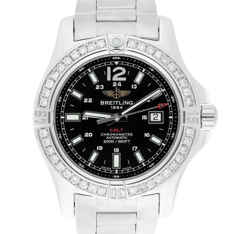 Breitling Colt A1738811/BD44 Black Dial Custom Diamond Bezel Stainless Steel Watch – image 2