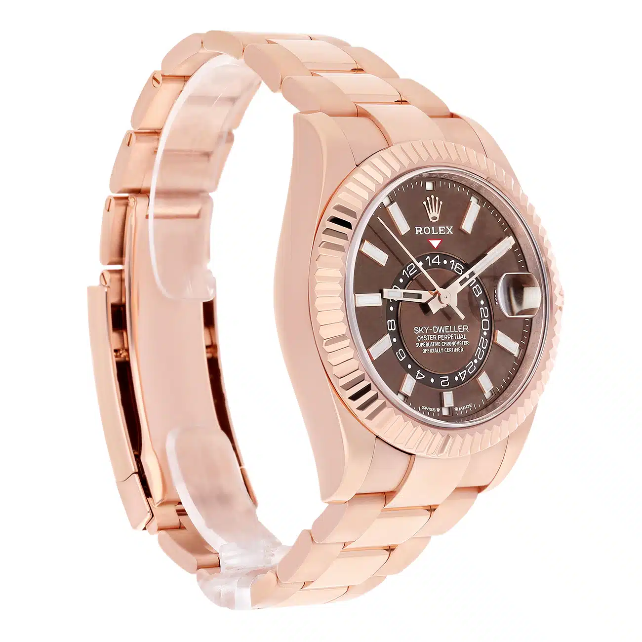 Rolex Sky-Dweller 336935-0006 Fluted Bezel Chocolate Index Dial Jubilee Bracelet Rose Gold Watch 2024 – image 3