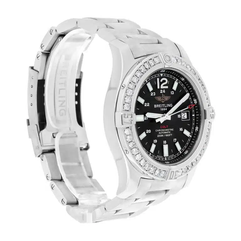 Breitling Colt A1738811/BD44 Black Dial Custom Diamond Bezel Stainless Steel Watch – image 3