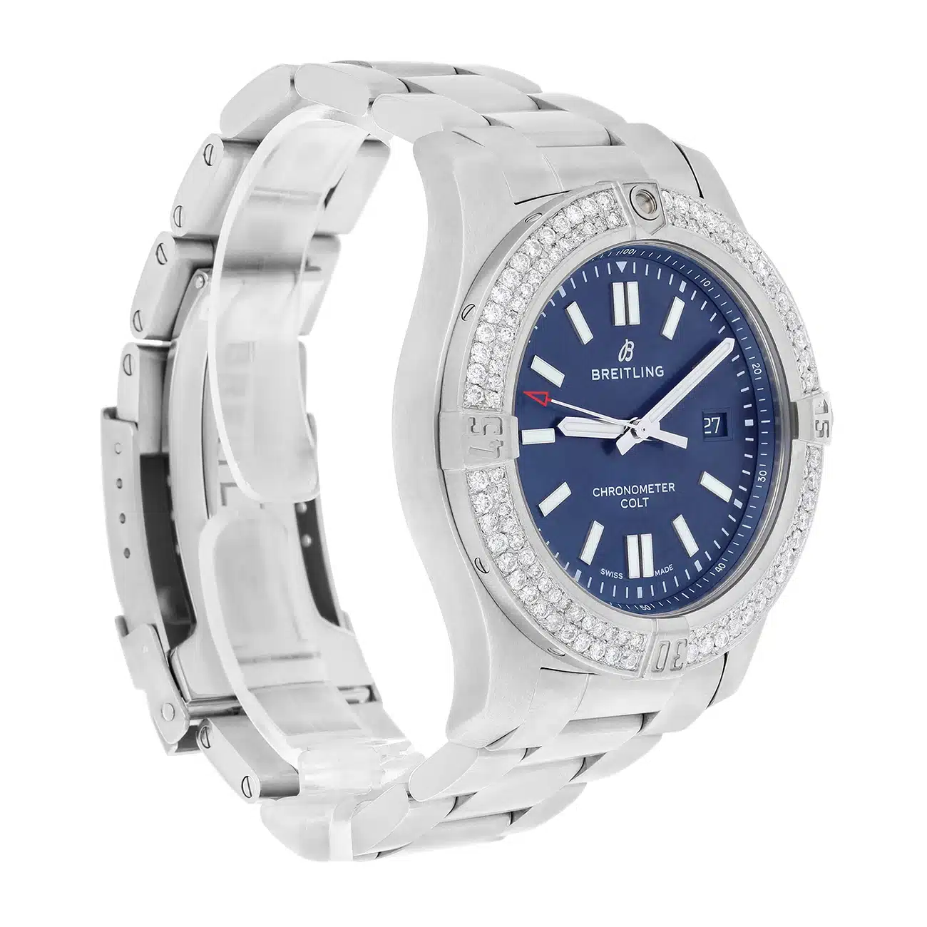 Breitling Chronomat Colt A17388101C1A1 Blue Dial Diamond Bezel Stainless Steel Watch – image 3