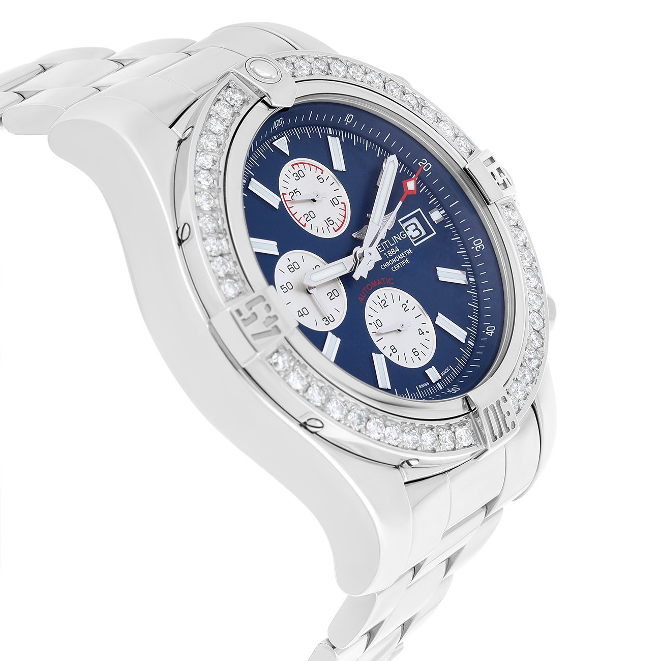 Breitling Breitling Super Avenger II A13371111C1A1 Blue Dial Diamond Bezel Stainless Steel Watch