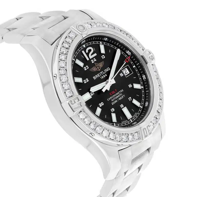 Breitling Colt A1738811/BD44 Black Dial Custom Diamond Bezel Stainless Steel Watch – image 4