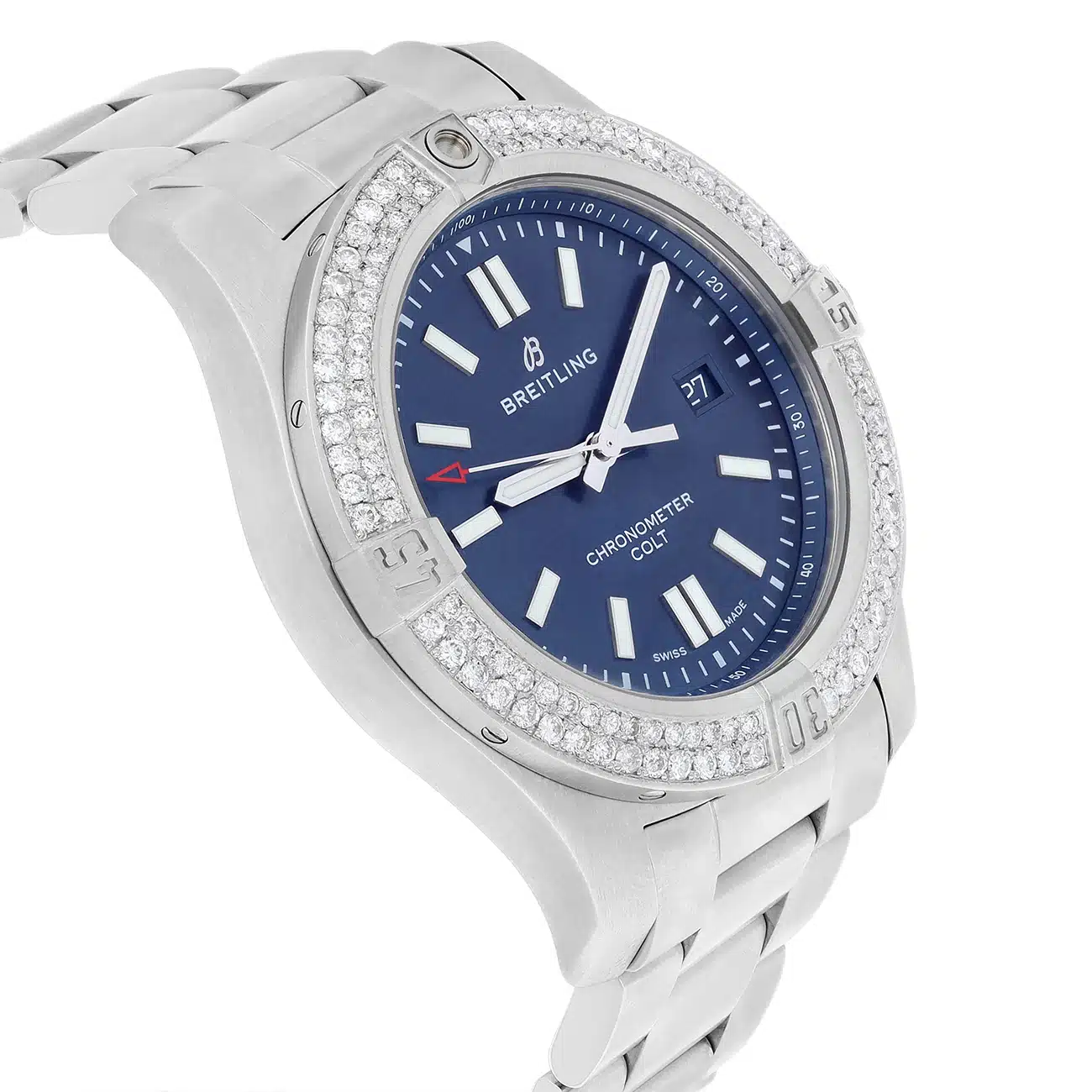 Breitling Chronomat Colt A17388101C1A1 Blue Dial Diamond Bezel Stainless Steel Watch – image 4