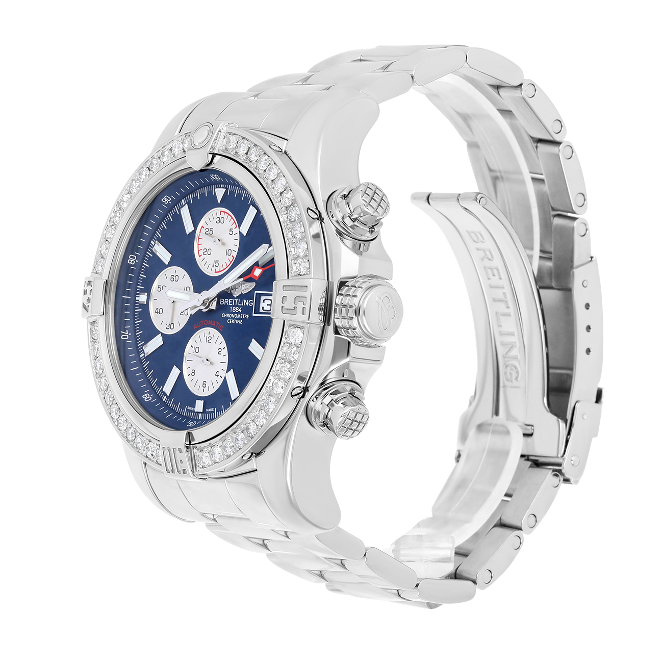 Breitling Breitling Super Avenger II A13371111C1A1 Blue Dial Diamond Bezel Stainless Steel Watch