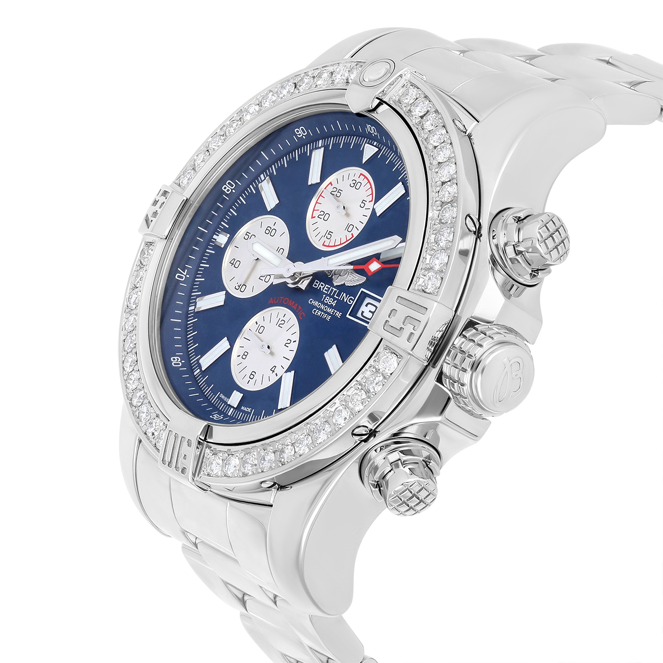 Breitling Breitling Super Avenger II A13371111C1A1 Blue Dial Diamond Bezel Stainless Steel Watch