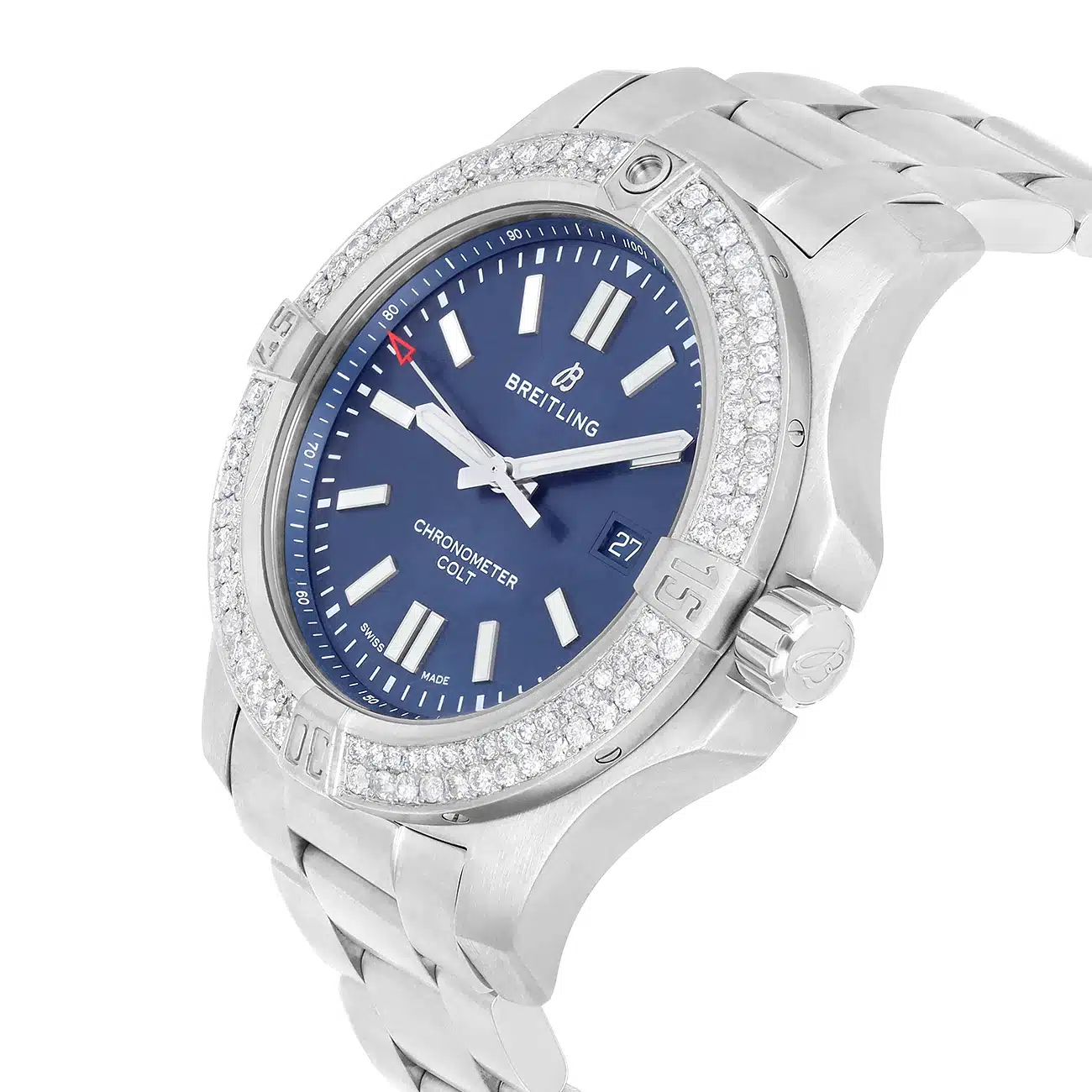 Breitling Chronomat Colt A17388101C1A1 Blue Dial Diamond Bezel Stainless Steel Watch – image 6