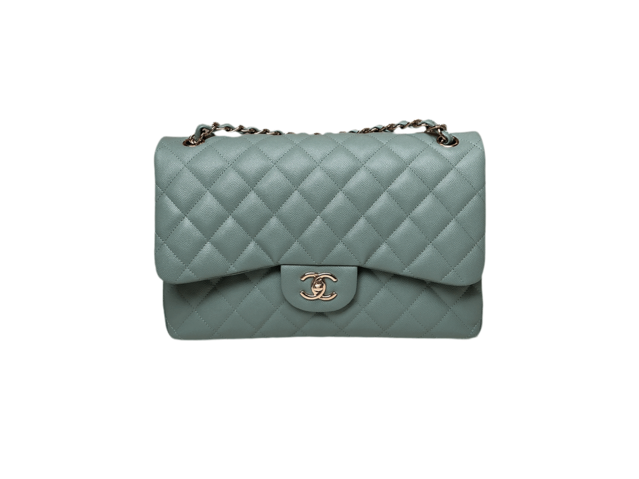Chanel Jumbo Double Flap Bag Caviar Sage