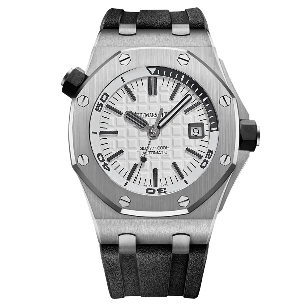 Audemars Piguet Royal Oak Offshore 15710ST.OO.A002CA.02 White Dial Rubber Strap Stainless Steel Watch