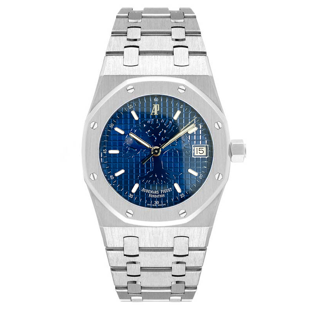 Audemars Piguet Royal Oak 15100ST.OO.0789ST.01 Foundation Time For The Trees Blue Dial Stainless Steel Watch - 2016