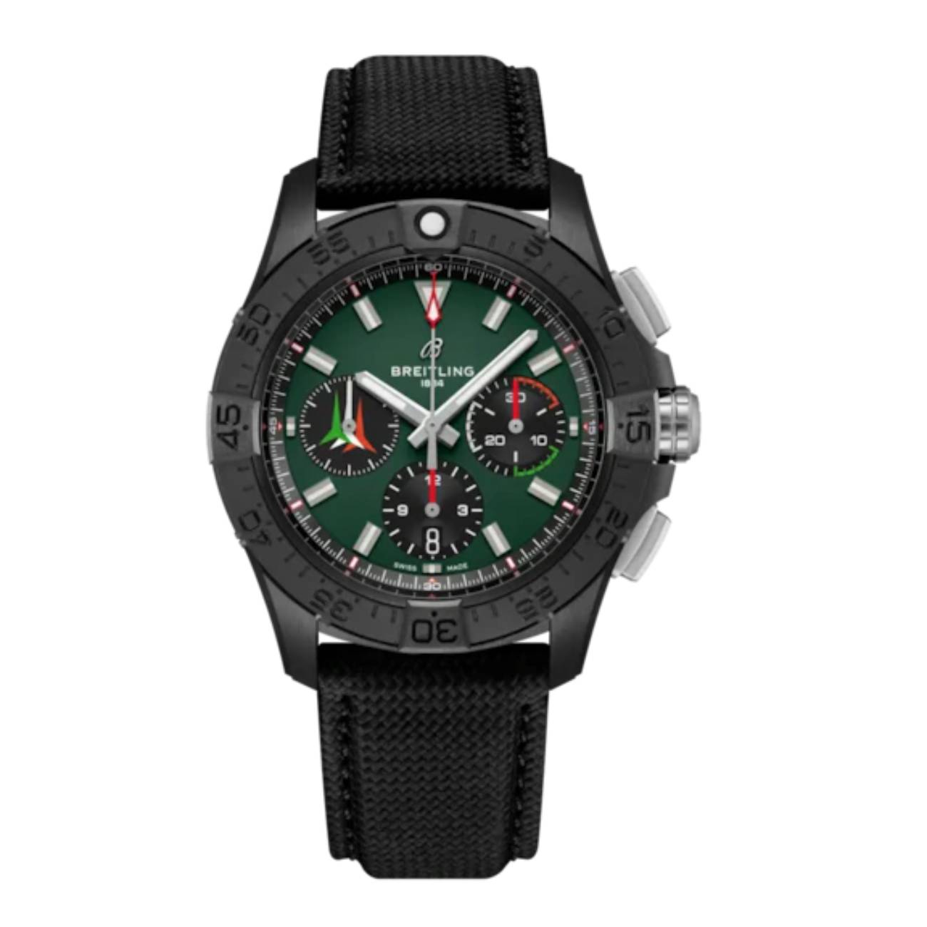 Breitling Avenger B01 Chronograph SB01462A1L1X1 42mm Green Dial Unidirectional, Ratcheted Bezel Ceramic With Anthracite Calfskin Leather Strap Watch