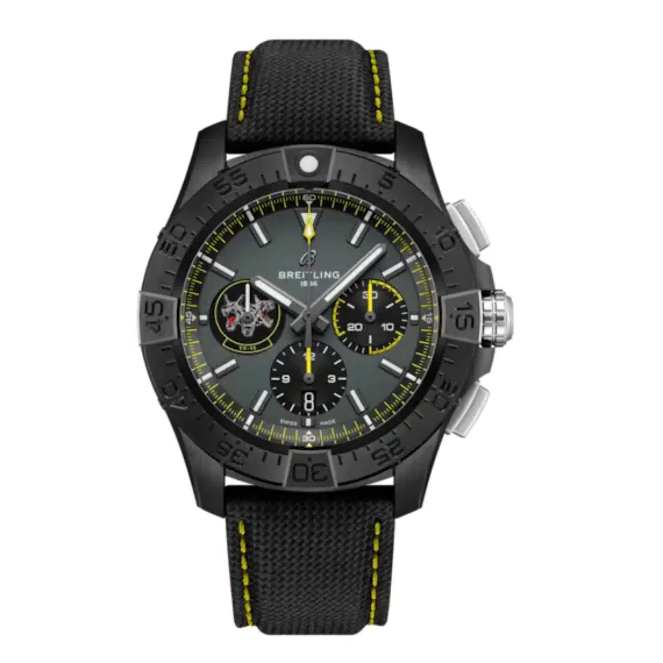 Breitling Avenger B01 Chronograph SB01472A1B1X1 44mm Grey Dial Unidirectional, Ratcheted Bezel Ceramic With Anthracite Calfskin Leather Strap Watch