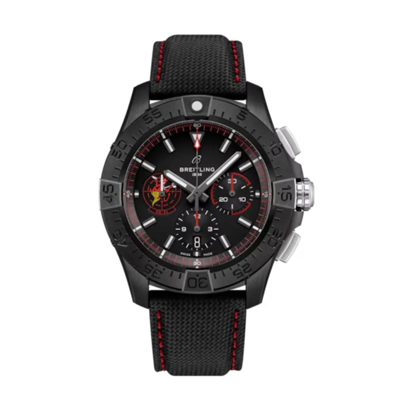 Breitling Avenger B01 Chronograph SB01473A1B1X1 44mm Black Dial Unidirectional, Ratcheted Bezel  Ceramic With Anthracite Calfskin Leather Strap Watch