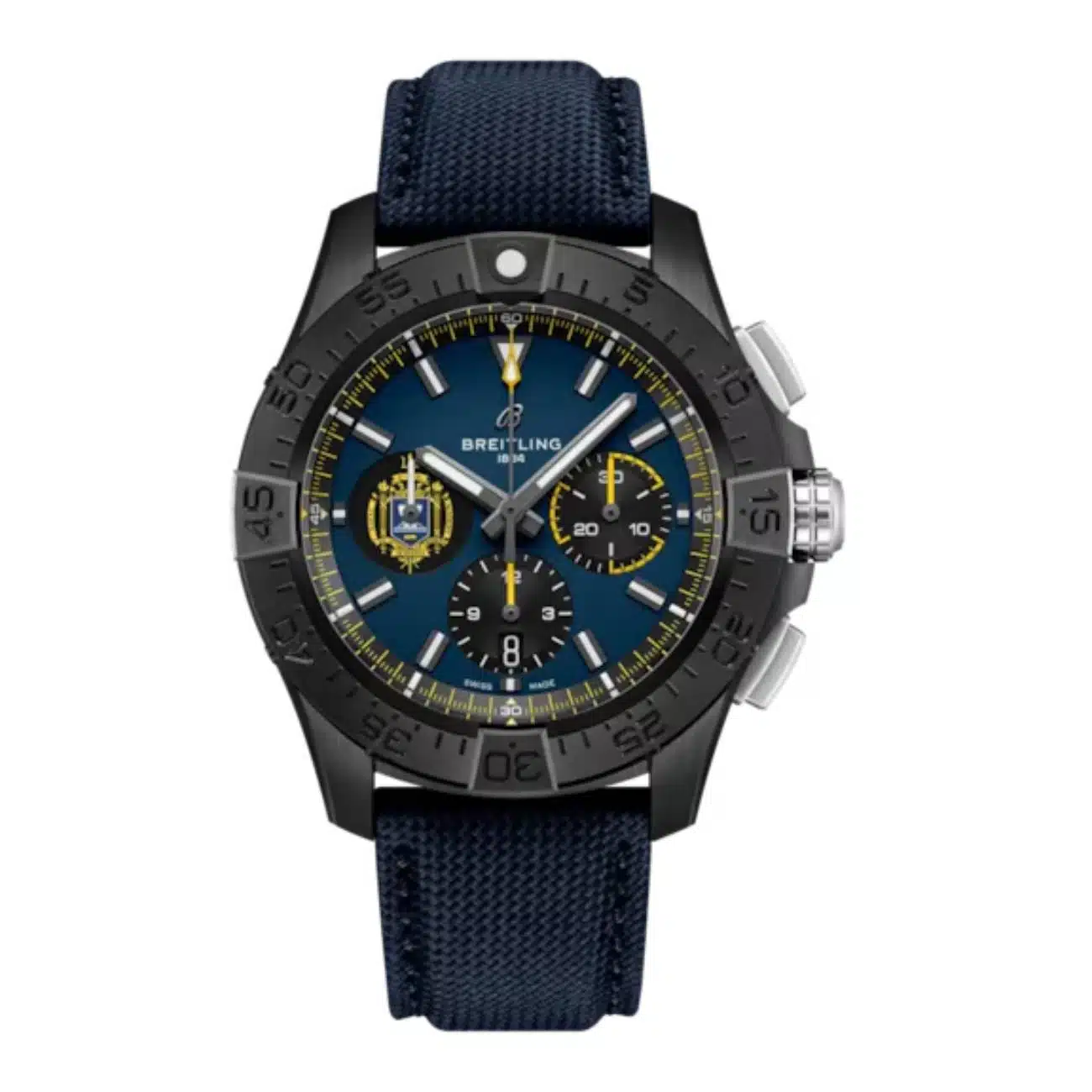 Breitling Avenger B01 Chronograph SB01474A1C1X1 44mm Blue Dial Unidirectional, Ratcheted Bezel Ceramic With Blue Calfskin Leather Strap Watch