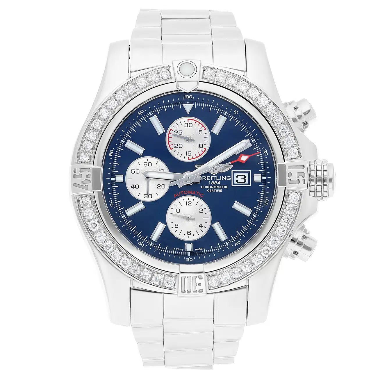 Breitling Breitling Super Avenger II A13371111C1A1 Blue Dial Diamond Bezel Stainless Steel Watch