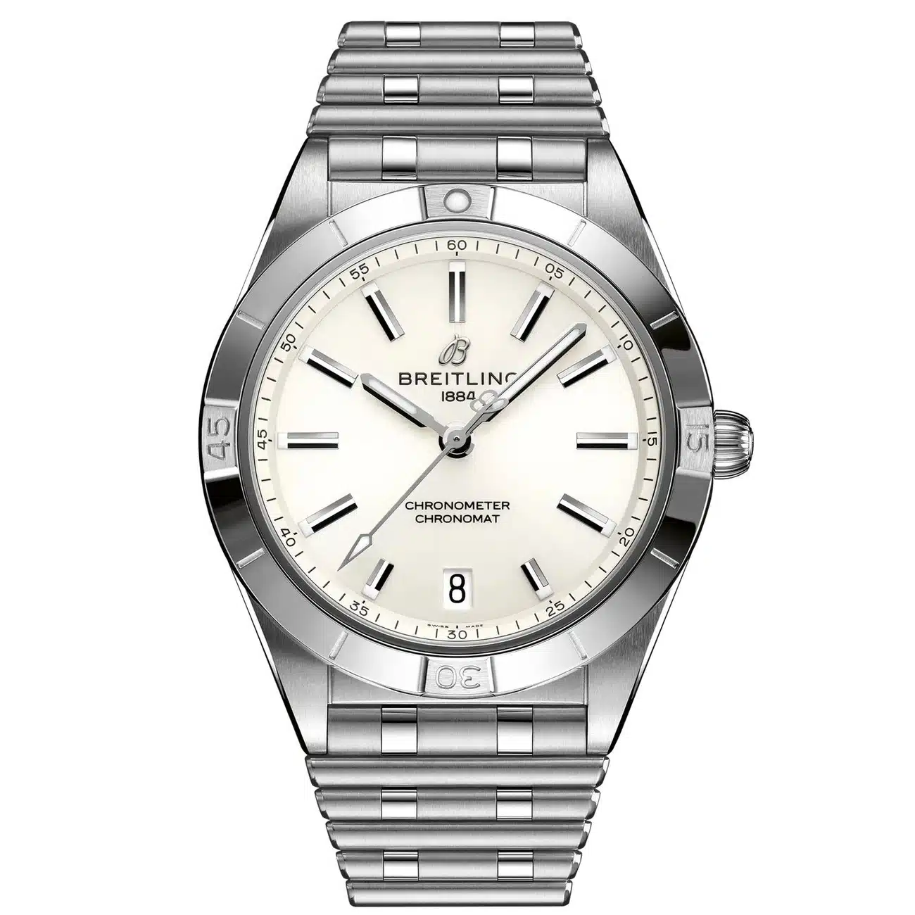 Breitling Chronomat A10380101A3A1 36mm Automatic White Dial Uni-Directional Bezel Stainless Steel Watch