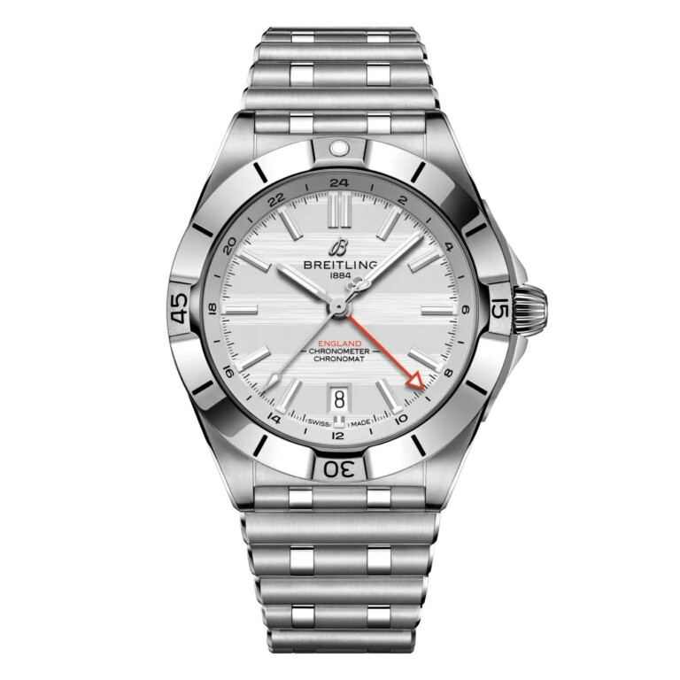 Breitling Chronomat A323985B1A1A1 40mm Automatic GMT Six Nations England Silver Dial Uni-directional Bezel Stainless Steel