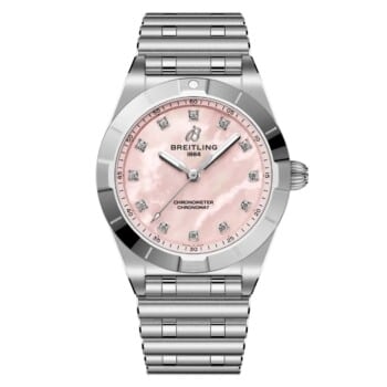 Breitling Chronomat A72310101K1A1 28mm Pink Diamond Dial Fixed Bezel Stainless Steel Watch