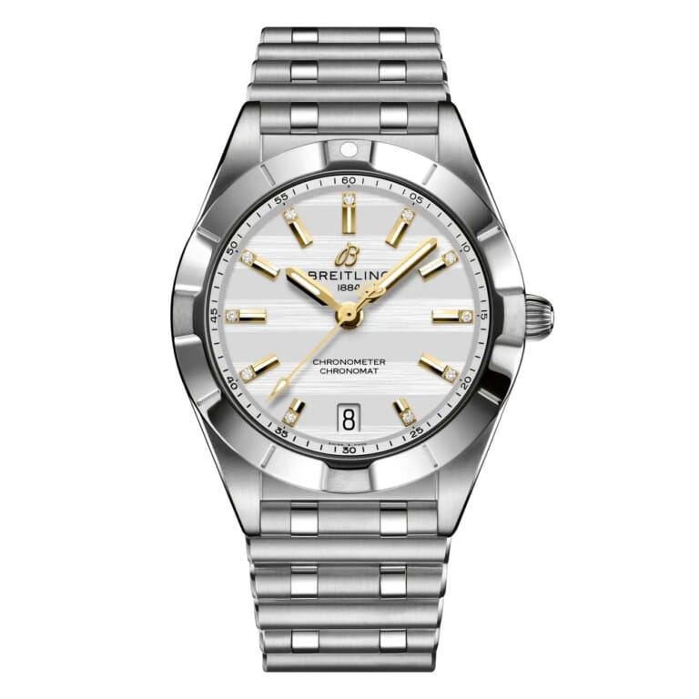 Breitling Chronomat A773105A1A1A1 32mm Six Nations England Silver Dial Fixed Bezel Stainless Steel Watch
