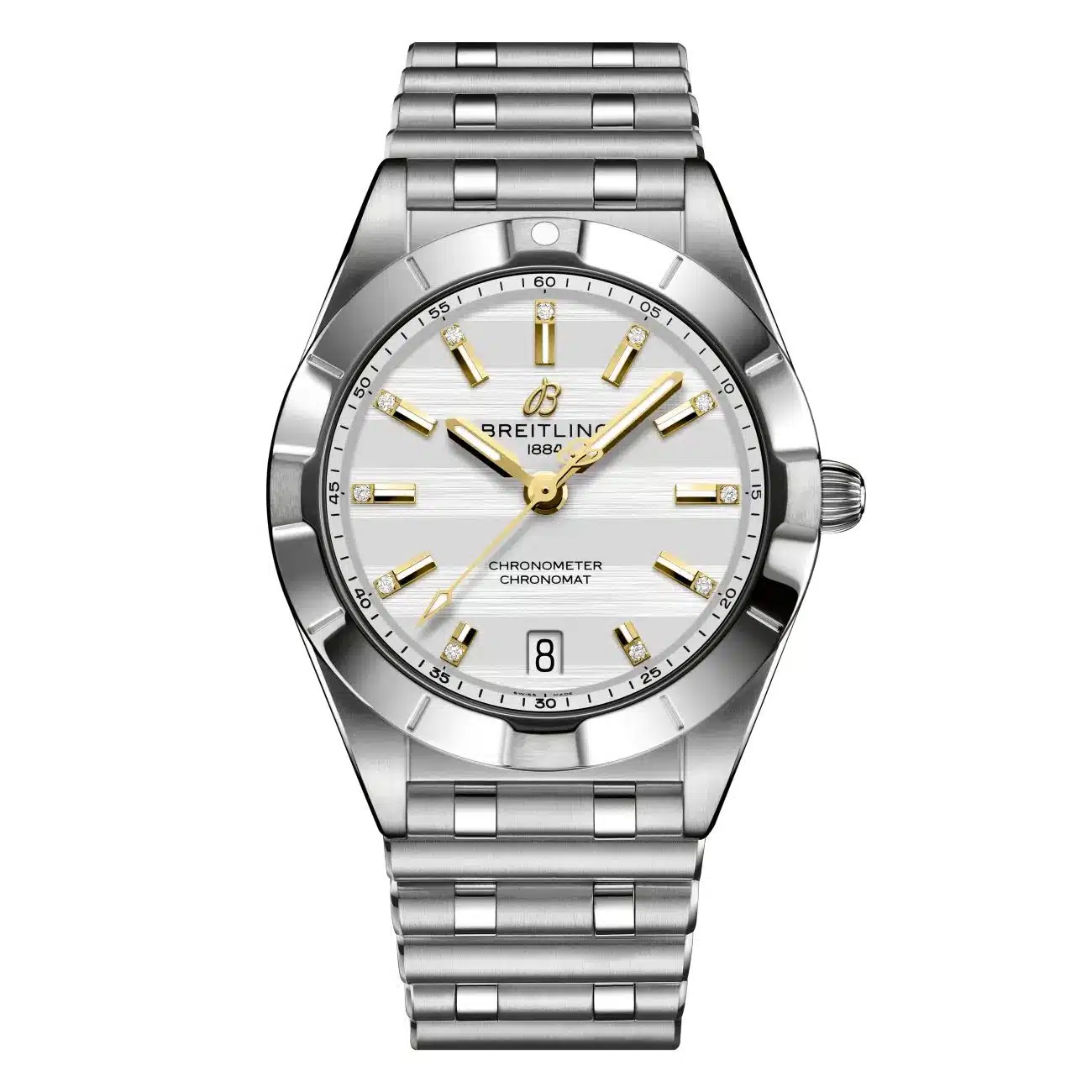 Breitling Chronomat A773105A1A1A1 32mm Six Nations England Silver Dial Fixed Bezel Stainless Steel Watch