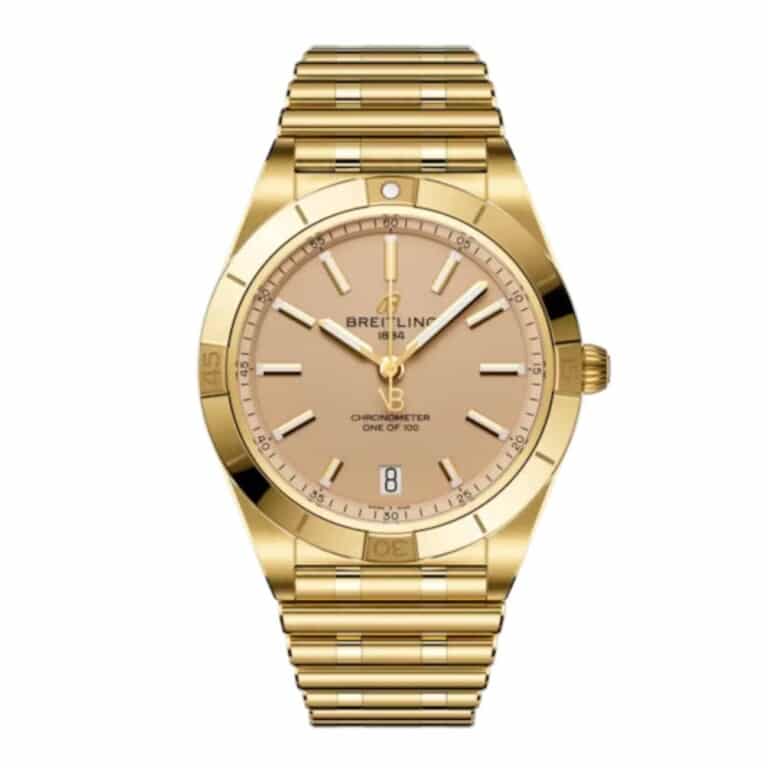 Breitling Chronomat Automatic K103801A1A1K1 36mm Champagne Dial Uni-Directional Ratcheted Bezel 18k Yellow Gold Watch