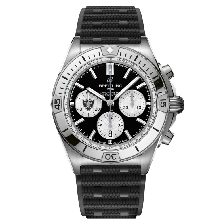 Breitling Chronomat B01 AB01342B1B1S1 42mm NFL Las Vegas Raiders Edition Black Dial Uni-directional Bezel Stainless Steel