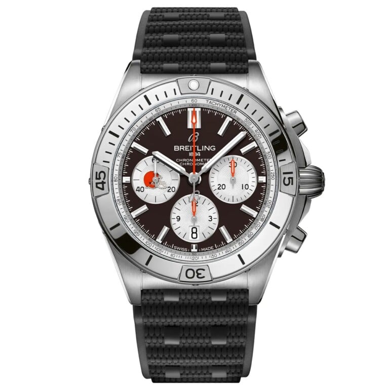 Breitling Chronomat B01 AB01342B1B6S1 NFL Cleveland Browns Edition 42mm Brown Dial Uni-directional Bezel Stainless Steel