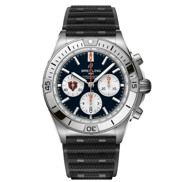 Breitling Chronomat B01 AB01342B1C5S1 42mm NFL Chicago Bears Edition Uni-directional Bezel Stainless Steel With Black Rubber