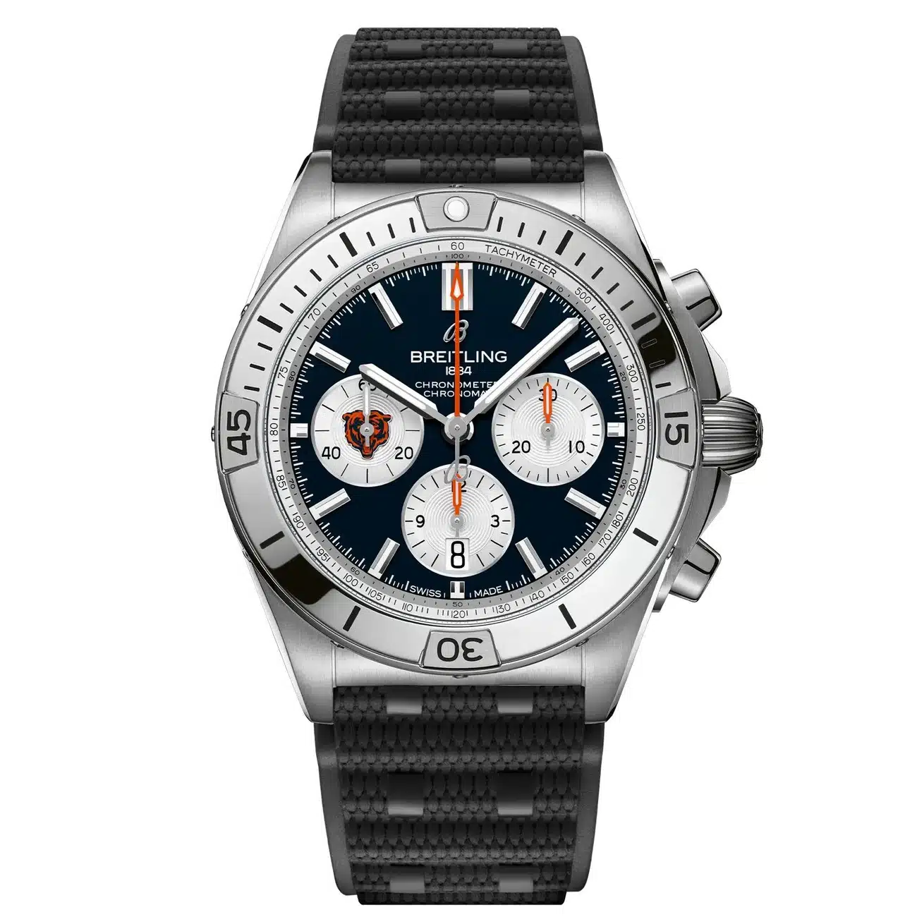 Breitling Chronomat B01 AB01342B1C5S1 42mm NFL Chicago Bears Edition Uni-directional Bezel Stainless Steel With Black Rubber Watch
