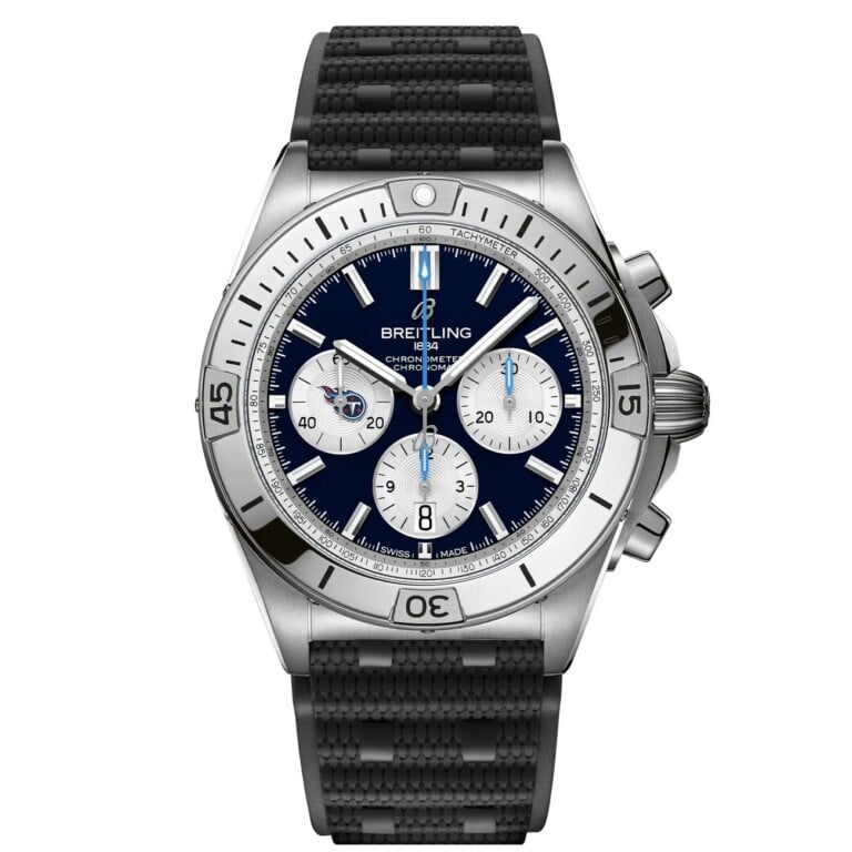 Breitling Chronomat B01 AB01342B1C6S1 42mm NFL Tennessee Titans Edition Navy Blue Dial Uni-directional Bezel Stainless Steel