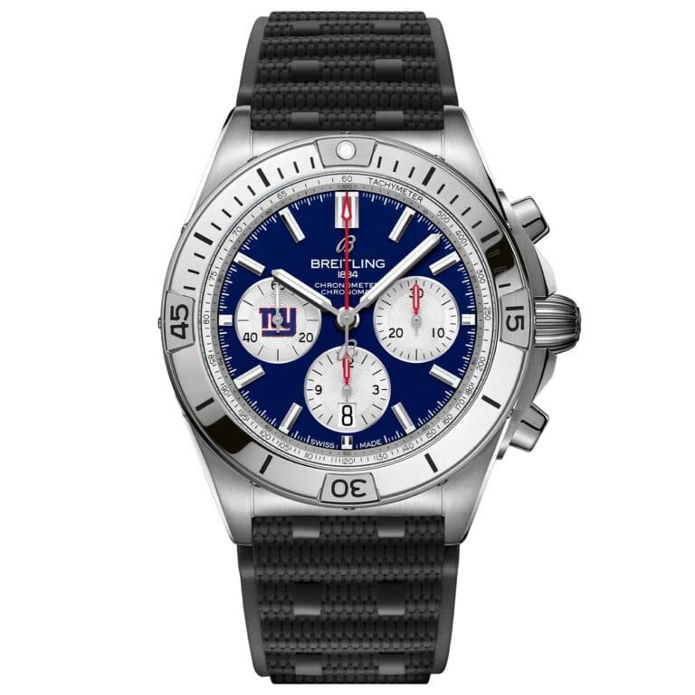 Breitling Chronomat B01 AB01342B1CAS1 42mm NFL New York Giants Edition Blue Dial Uni-directional Bezel Stainless Steel With