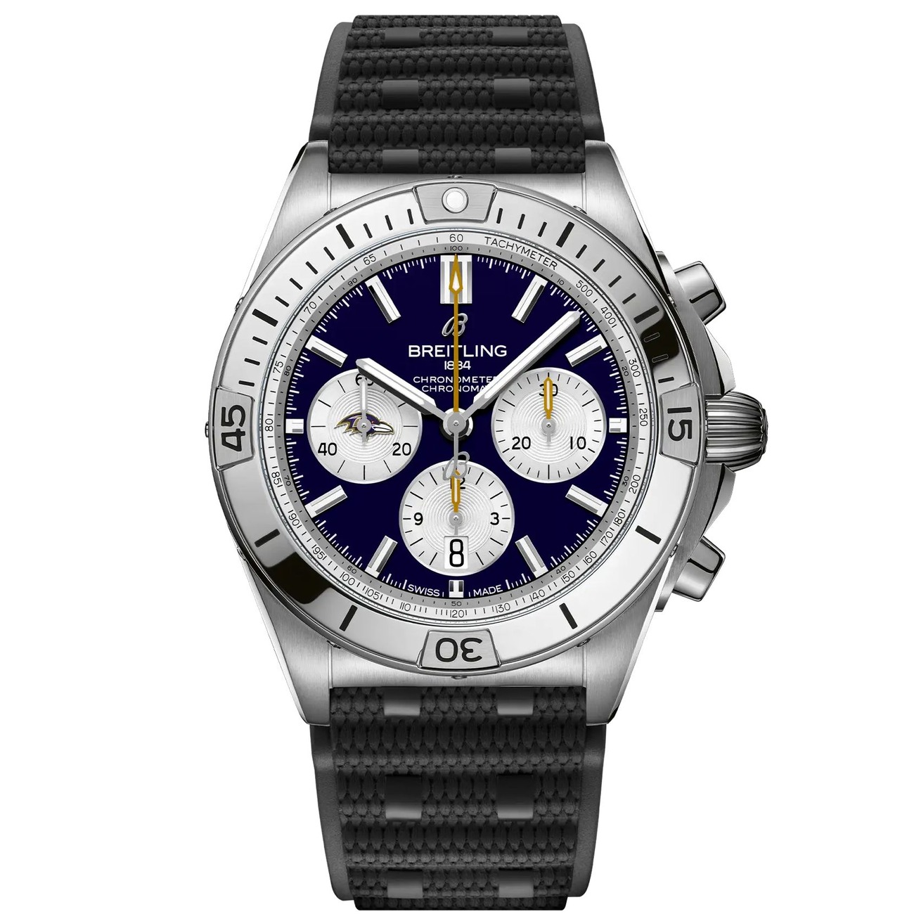 Breitling Chronomat B01 AB01342B1K2S1 42mm NFL Baltimore Ravens Edition Purple Dial Uni-directional Bezel Stainless Steel  With Black Rubber Watch