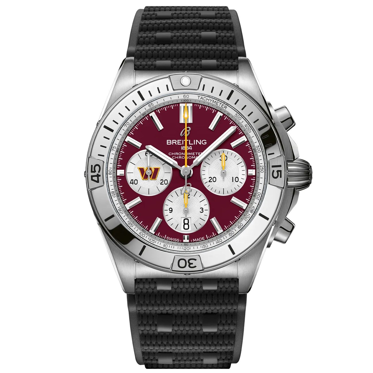 Breitling Chronomat B01 AB01342B1K3S1 42mm NFL Washington Commanders Edition Red Dial Uni-directional Bezel Stainless Steel  With Black Rubber Watch
