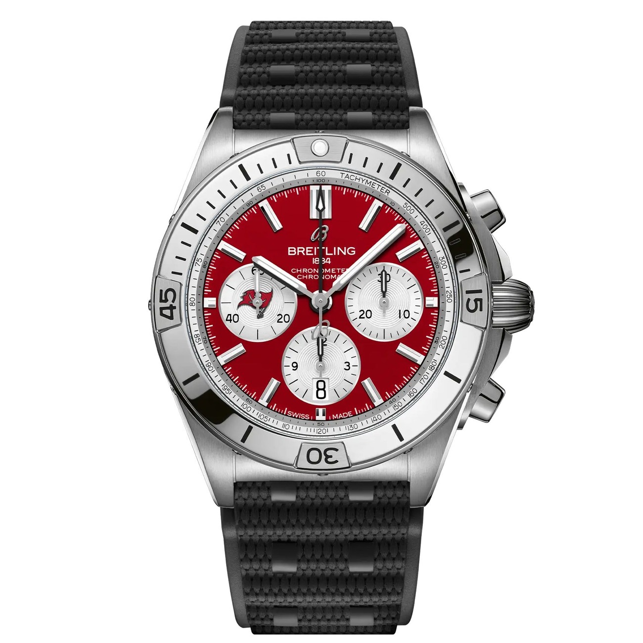 Breitling Chronomat B01 AB01342B1K7S1 42mm NFL Tampa Bay Buccaneers Edition Red Dial Uni-directional Bezel Stainless Steel  With Black Rubber Watch