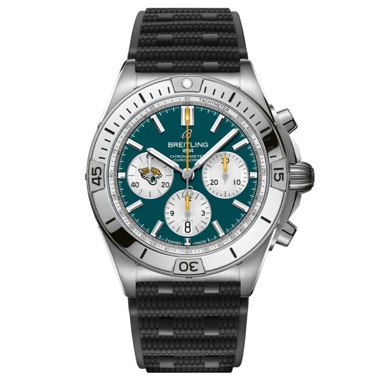 Breitling Chronomat B01 AB01342B1L3S1 42mm NFL Jacksonville Jaguars Edition Uni-directional Bezel Stainless Steel With Black