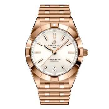 Breitling Chronomat R77310101A1R1 32mm White Dial Fixed Bezel 18k Red Gold Watch