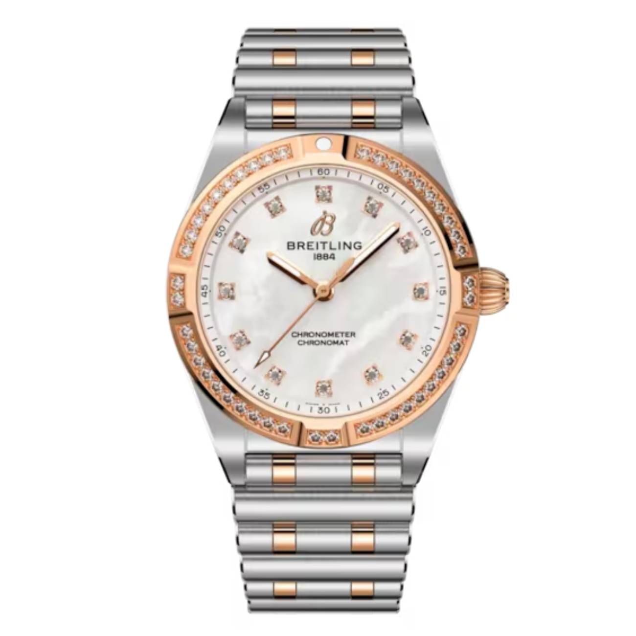 Breitling Chronomat U72310531A1U1 28mm Mother of Pearl Dial Fixed Bezel Stainless Steel and 18k Red Gold Watch