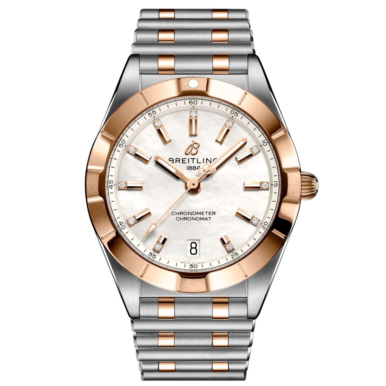 Breitling Chronomat U77310101A2U1 32mm White Mother-of-Pearl Dial Two-Tone Stainless Steel & 18k Red Gold Watch