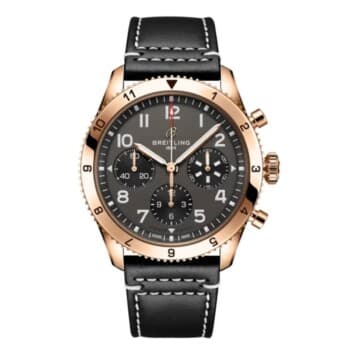 Breitling Classic AVI Chronograph R233801A1B1X1 42mm Grey Dial Bidirectional Rotating Bezel 18k Red Gold with Black Calfskin
