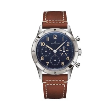 Breitling Classic AVI LB0920131C1X1 41mm Blue Dial Bi-Directional Bezel Platinum with Gold Brown Calfskin Leather Strap Watch