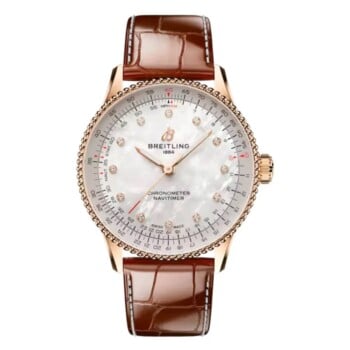 Breitling Navitimer Automatic R17327211A1P1 36mm White Mother of Pearl Dial Bi-Directional Rotating Bezel 18k Red Gold with