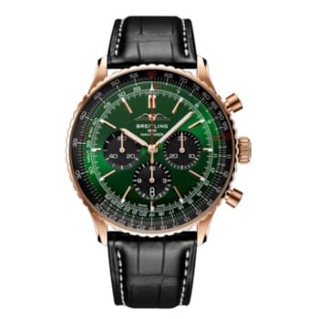 Breitling Navitimer B01 Chronograph RB0137241L1P1 46mm Green Dial Bidirectional Rotating Bezel 18k Red Gold with Black