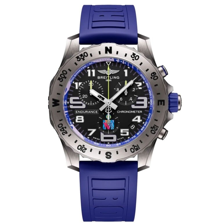 Breitling Professional Endurance Pro E823104A1M1S1 44mm Black Dial Bi-directional Bezel Titanium Case in Blue Rubber Strap