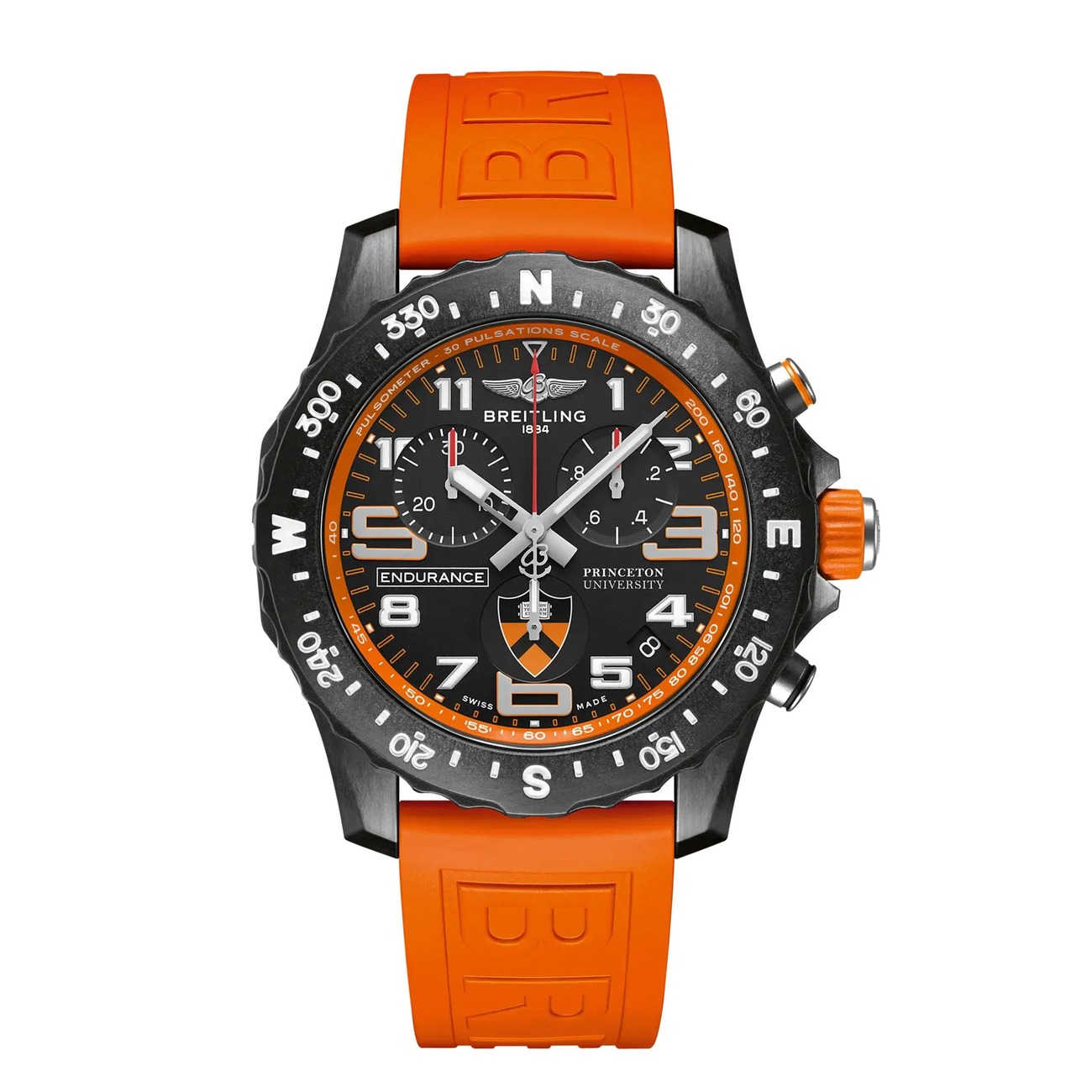 Breitling Professional Endurance Pro X823104C1B1S1 44mm Princeton University Edition Black Dial Bi-directional Bezel with Orange Rubber Strap Watch